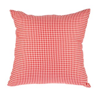 Red Woven Houndstooth Down Alternative Filled 18-inch Throw Pillow