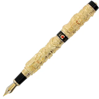JinHao Deluxe Classic Chinese Dragon with Pearl Gold Medium Point Fountain Pen