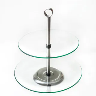 Chef Buddy Two Tier Round Glass Buffet and Dessert Stand