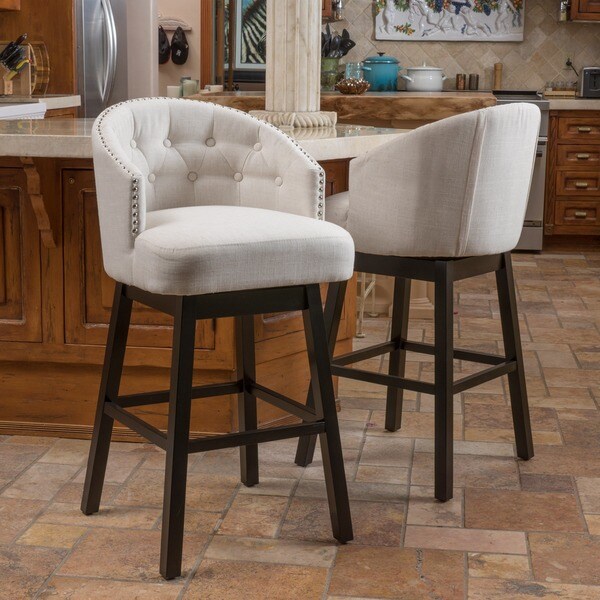 Ogden 35-inch Fabric Swivel Backed Barstool (Set of 2) by Christopher Knight Home