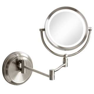 Dainolite Swing Arm LED-lighted Satin Chrome Finish Magnifiying Mirror