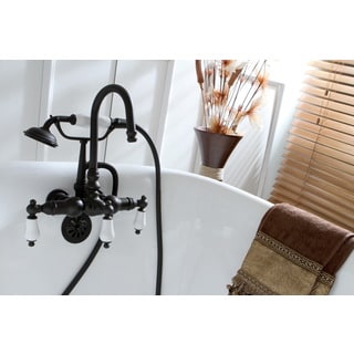 Bathtub Wall-Mount Claw Foot Tub Filler with Handshower in Oil Rubbed Bronze