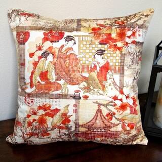 Artisan Pillows Indoor 18-inch High End Asian Far East Oriental Orange Modern Accent Throw Pillow Cover