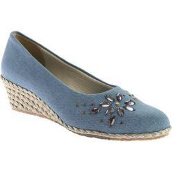 Women's Beacon Shoes Biscayne Espadrille Wedge Denim Blue Fabric