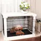Merry Products White Wooden Pet Kennel with Crate Cover - Thumbnail 1