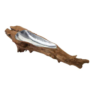 Dimond Home Long Aluminum Insert Teak Root Bowl