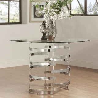 INSPIRE Q Nova Round Glass Top Vortex Iron Base Dining Table