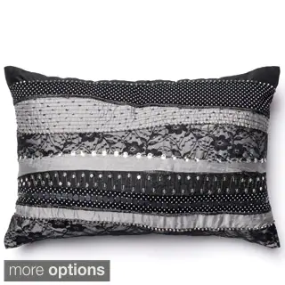 Vera Grey/ Black Sequined Down Feather or Polyester Filled 13x21 Throw Pillow or Pillow Cover