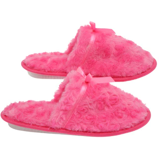 Women's Memory Foam Slippers - Best Indoor and Outdoor Closed Toe Rose Peddle Fleece  Hot Pink