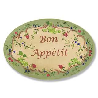 Green and Red Bon Appetit Oval Wall Plaque