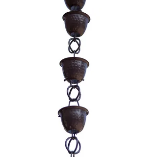 Monarch Alum Beaver Brown Hammered Cup Rain Chain 8.5-Foot Inclusive of Installation Hanger