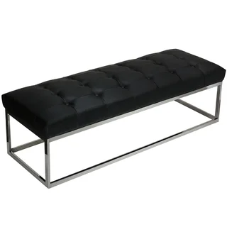 Cortesi Home Biago Black Contemporary Oversized Tufted Long Bench