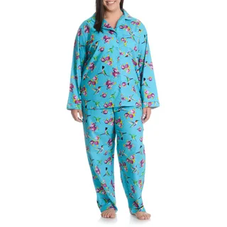 La Cera Women's Plus Size Hummingbird 2-piece Pajama Set