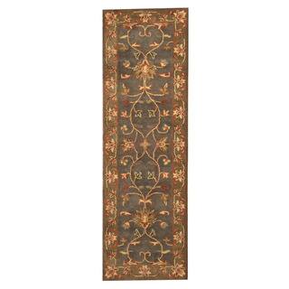 Herat Oriental Indo Hand-tufted Mahal Gray/ Brown Wool Rug (2'7 x 8'1)