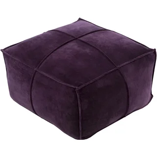 Solid Rory Square Cotton Velvet 24-inch Pouf