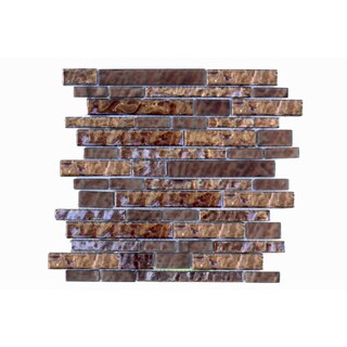 Mesh-Mounted Metallic Brown Mosaic Wall Tile (Pack of 6)
