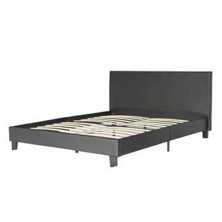 Hadwen Black Faux Leather Full/ Queen Size Platform Bed