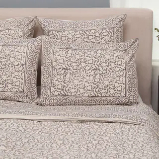 Set of 2 Taupe Chain Pillow Standard Shams (India)