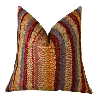 Plutus Red Earth Modern Stripe Handmade Double-sided Throw Pillow