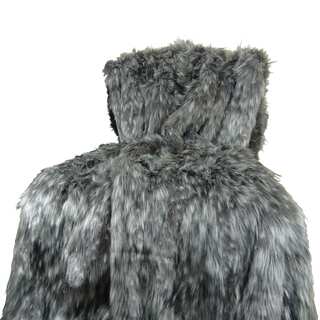 Plutus Luxury Grey Wolf Faux Fur Throw Blanket