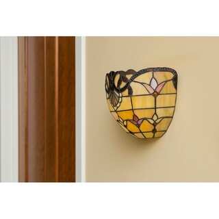 River of Goods 8-inch Tiffany Style Stained Glass Allistar Wireless LED Wall Sconce
