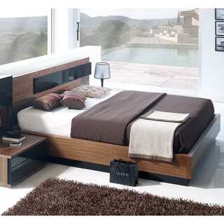 Luca Home Black/Brown Italian Contemporary Storage Bed