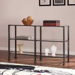 Harper Blvd Distressed Black Metal and Glass 3-Tier Sofa/ Console Table