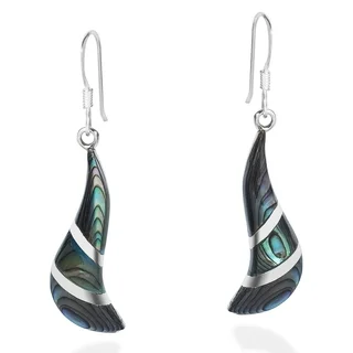Chic Stone Inlay Spiral Sterling Silver Dangle Earrings (Thailand)