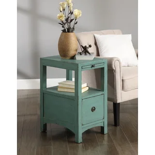Treasure Trove Accents Waves Texture Blue One Drawer Accent Table