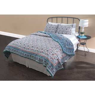Rizzy Home Grey and Blue Quilt Set