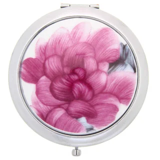 Handmade Porcelain Rose Color Flower Cosmetic Mirror (China)