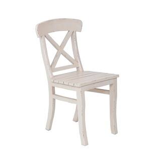 Helix Traditional Distressed Off-White Accent Dining Chair
