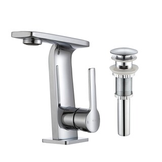 KRAUS Novus Single Hole Single-Handle Bathroom Faucet with Matching Pop-Up Drain in Brushed Nickel
