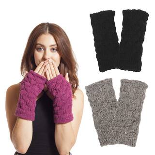 Handmade Women's Winter Classic Acrylic Knit Glittens Fingerless Gloves (Nepal)