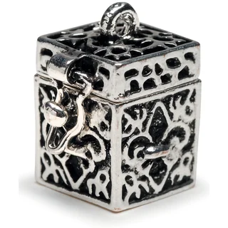 Prayer Box Metal Charm 1/PkgAntique Silver Fleur De Lis
