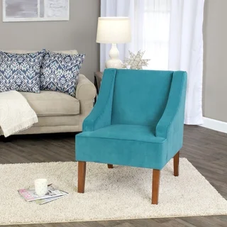 HomePop Swoop Arm Accent Chair in Teal (Turquoise) Velvet