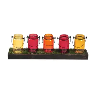 Pfaltzgraff 5-light Warm-tone Tealight Garden Mason Jar