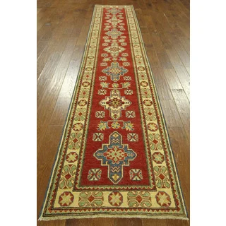 Elegant Red and Ivory Runner Super Kazak Hand-knotted Wool Area Rug (3' x 13', 10' x 10')