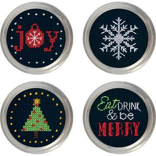 Holiday Cheer Jar Topper Counted Cross Stitch KitSet Of 4