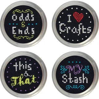Crafts Jar Topper Counted Cross Stitch KitSet Of 4
