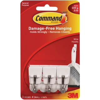 Command Small Wire HooksWhite 3 Hooks & 4 Strips