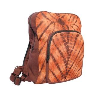 Handmade Hemp Blend Brown Tie-Dye Backpack (Nepal)