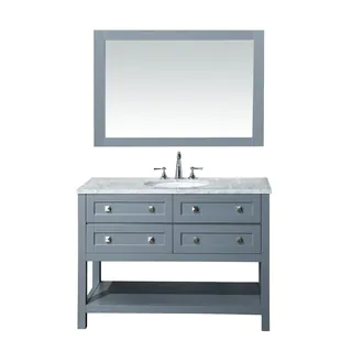 Stufurhome Marla 48 inch Single Sink Bathroom Vanity with Mirror in Grey