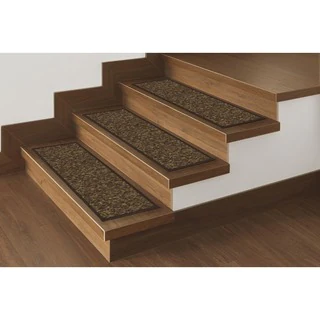 Ottomanson Affordable Set of 7 Skid-resistant Rubber Backing Non-slip Carpet Stair Treads-Machine Washable (8.5