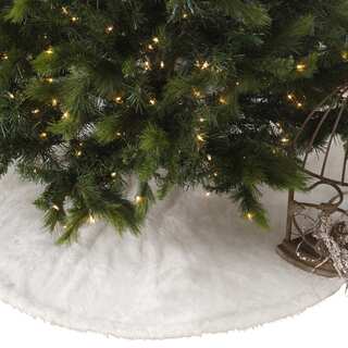 Noel Blanc Faux Fur Design White Holiday Christmas Tree Skirt