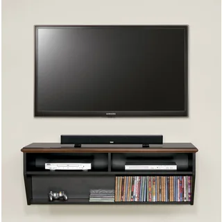 Deluxe Two-tone Wood Veneer Cherry Top 48-inch Wall Mount Hand-finished TV Console