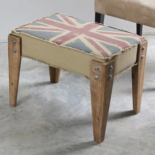 International Caravan Union Jack Antique Upholstered Bench