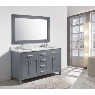 Design Element London 61-inch Double Sink Vanity Set in Grey Finish
