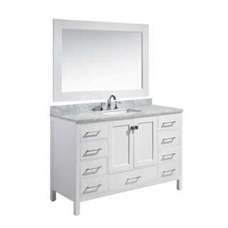 Design Element London 54-inch Single Sink Vanity Set in White Finish