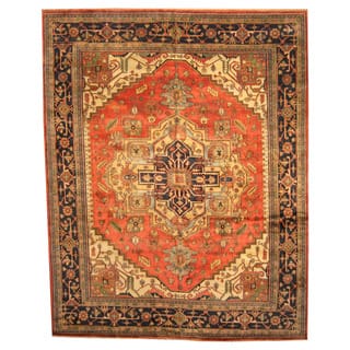 Herat Oriental Indo Hand-knotted Vegetable Dye Serapi Wool Rug (11'9 x 14'9)